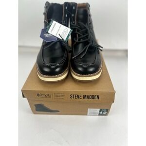 NEW Steve Madden Doyers Casual Boots MENS Black Lace Up Side Zip SIZE 12